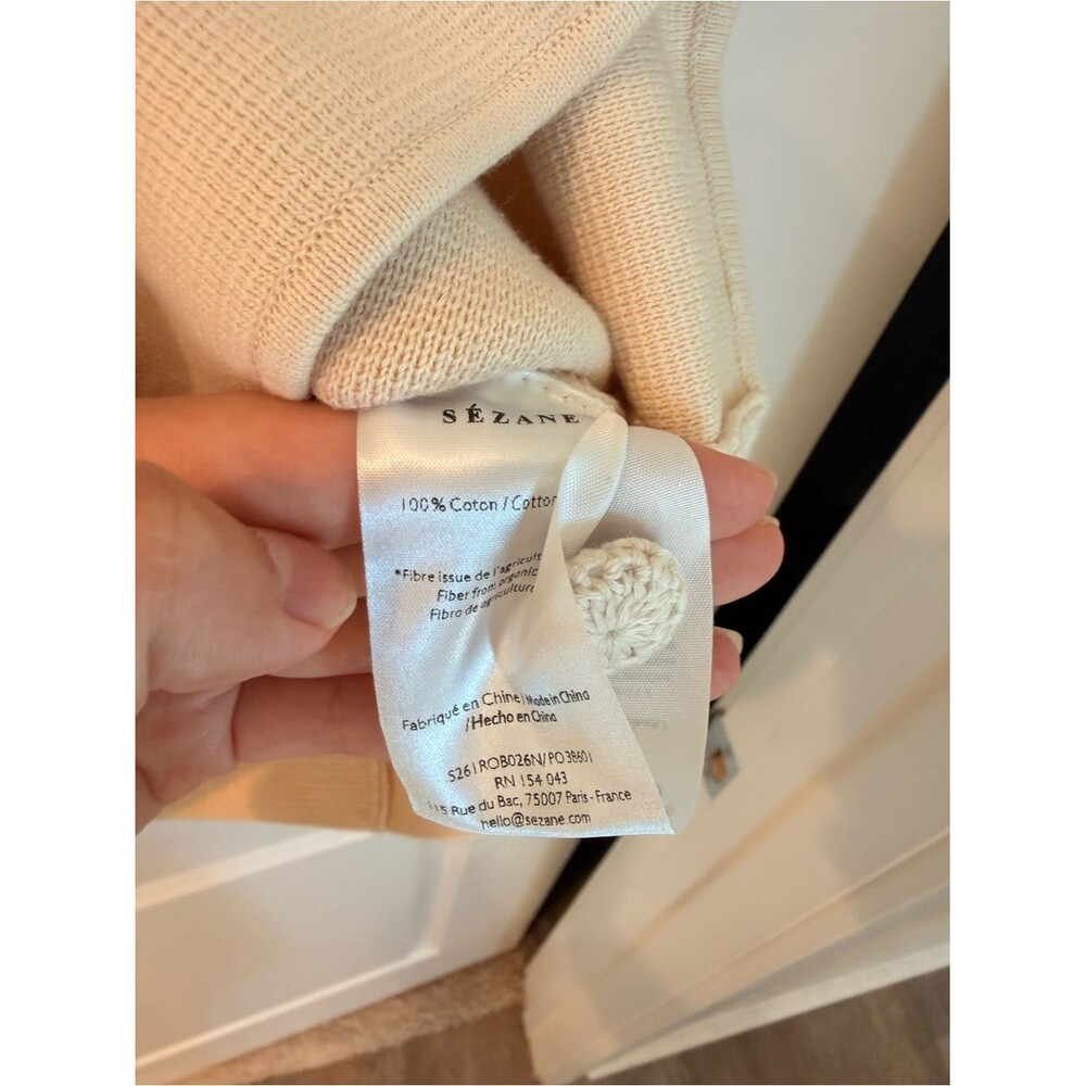 NWOT Sezane Classic Cream Button-Front Sleeveless Knit Cotton CHARLIE Dress - Picture 8 of 11